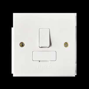 Slimline White 13A Switched Spur Fused Connection Unit c/w FRONT FLEX OUTLET
