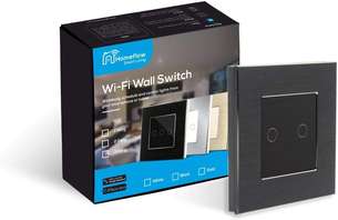 Homeflow Wi-Fi Smart Switch, Colour: Black Brushed Aluminium, Type: 2 Gang