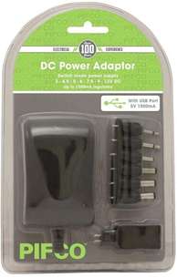 POWER SUPPLY ADAPTOR AC/DC 1500mA WITH DETACHABLE PLUGS 3,4.5,6,7.5,9,12V DC