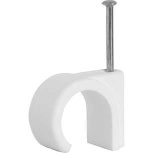 6mm Round CABLE Clips (100),  White